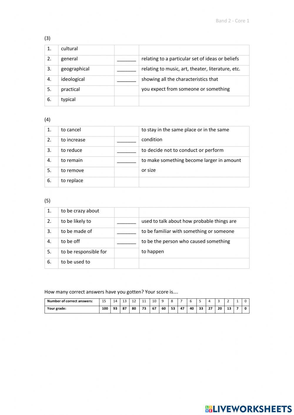 Band 2 (Core 1) - Unit 3 - Test