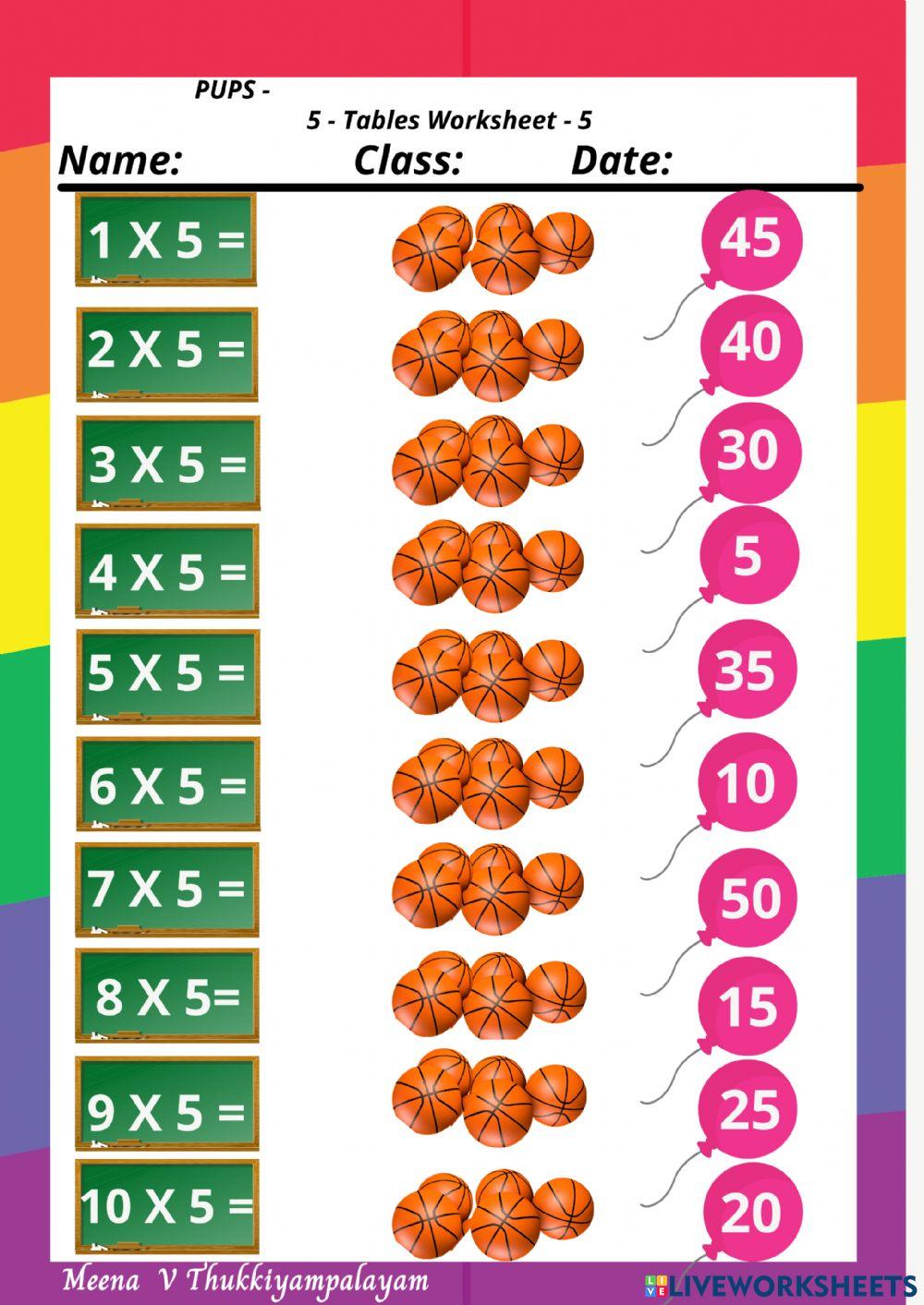 Maths 5th tables
