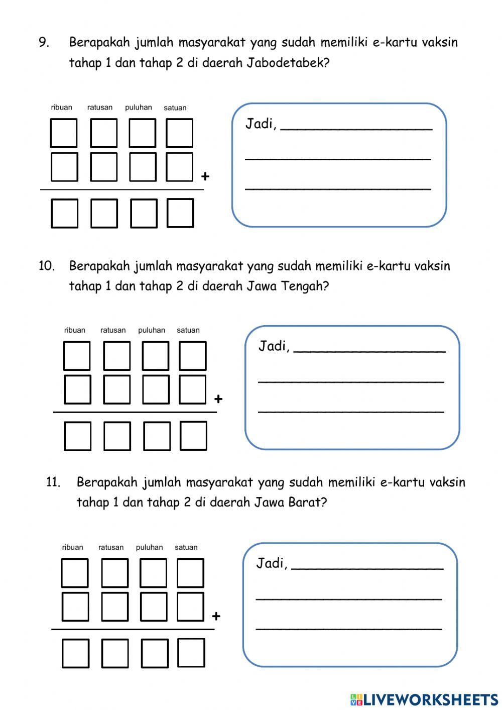 Ulangan Matematika Penjumlahan 1-10.000
