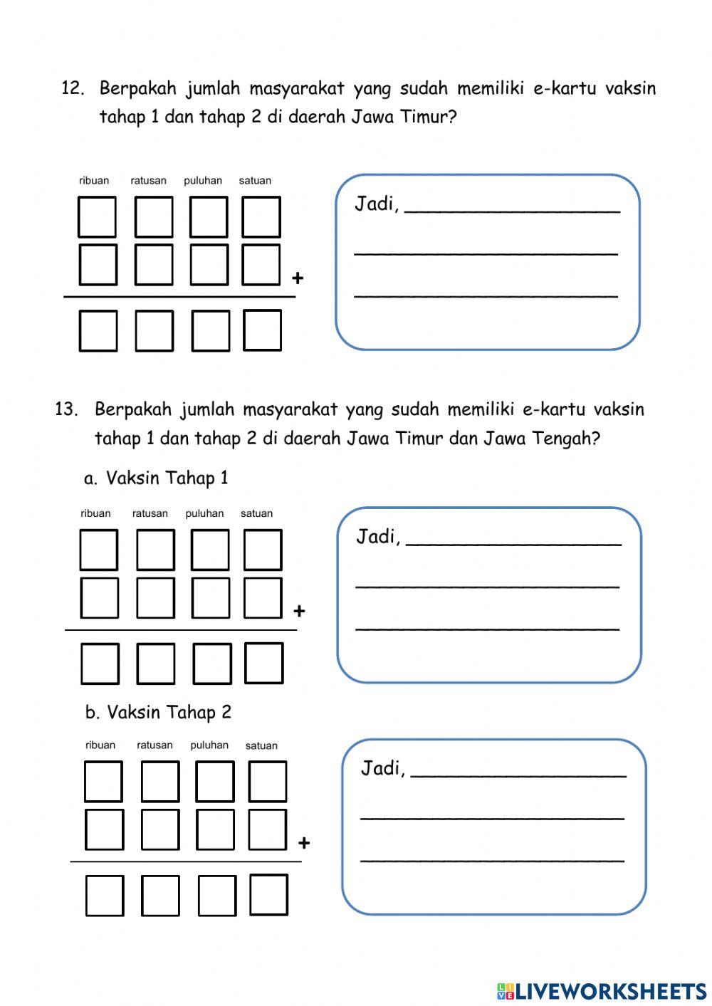Ulangan Matematika Penjumlahan 1-10.000