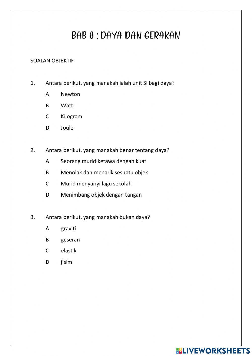 Daya & Gerakan (Ulangkaji)