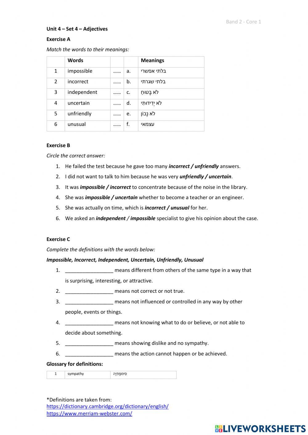 Band 2 (Core 1) - Unit 4 - Set 4