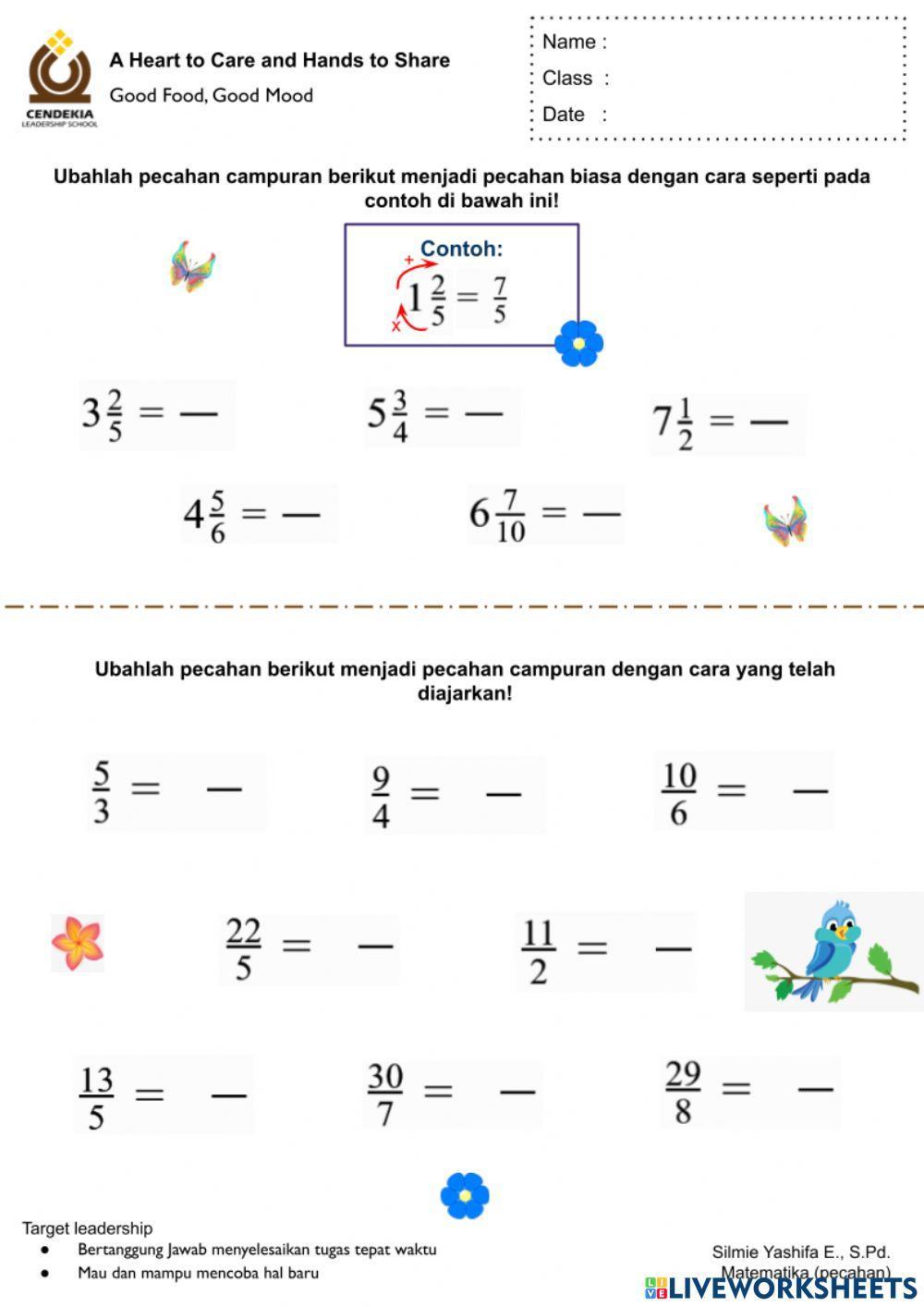 Mengubah Pecahan Biasa ke Pecahan Campuran