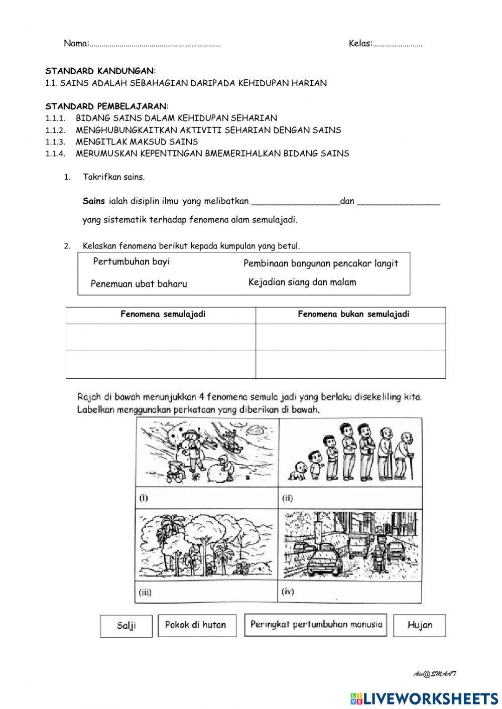 1.1 Sains adalah Sebahagian daripada Kehidupan Harian