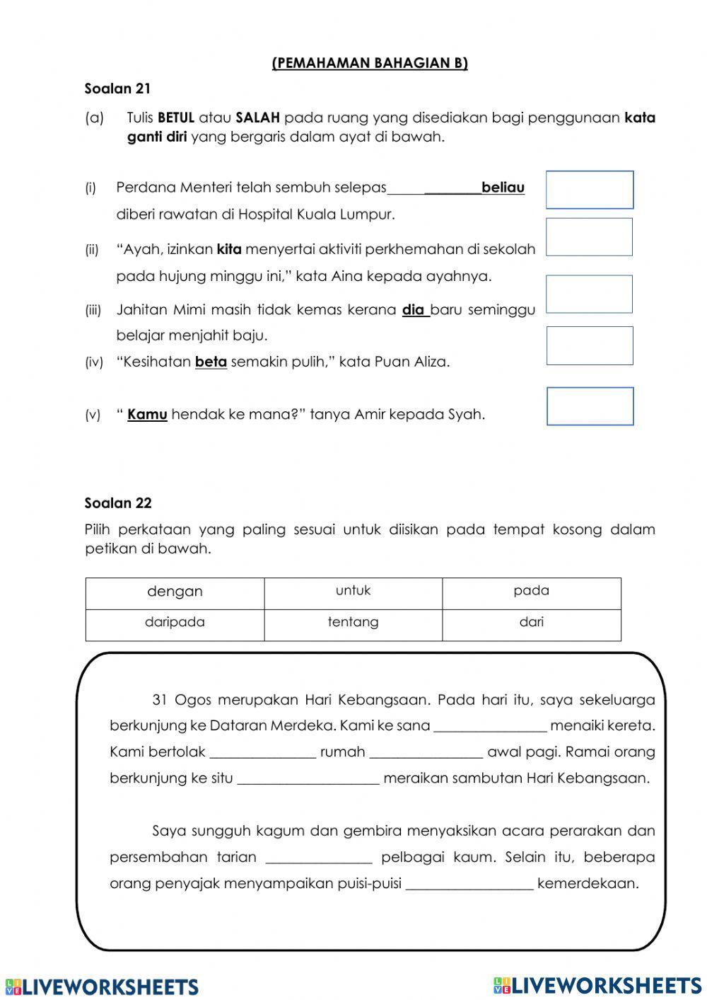 Penilaian bahasa melayu tahun 3