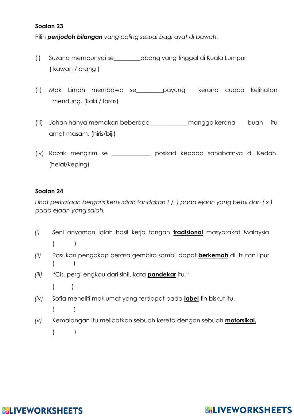Penilaian bahasa melayu tahun 3