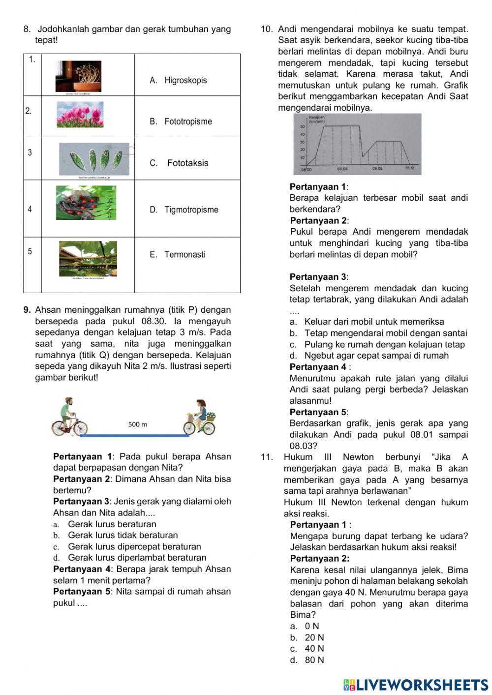 PH Sistem gerak pada benda dan makhluk hidup