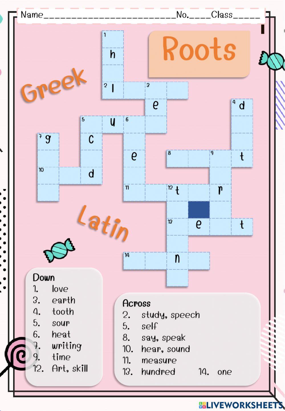 Greek and Latin Roots exercise | Live Worksheets