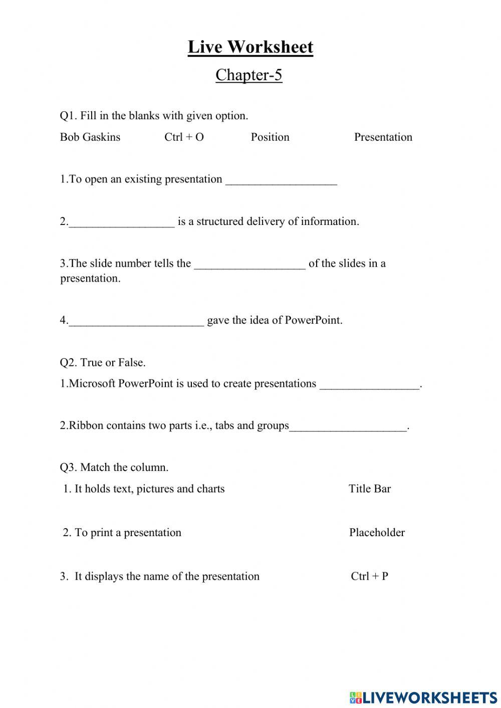 Chapter 5 live worksheet 23 28aug worksheet live worksheets