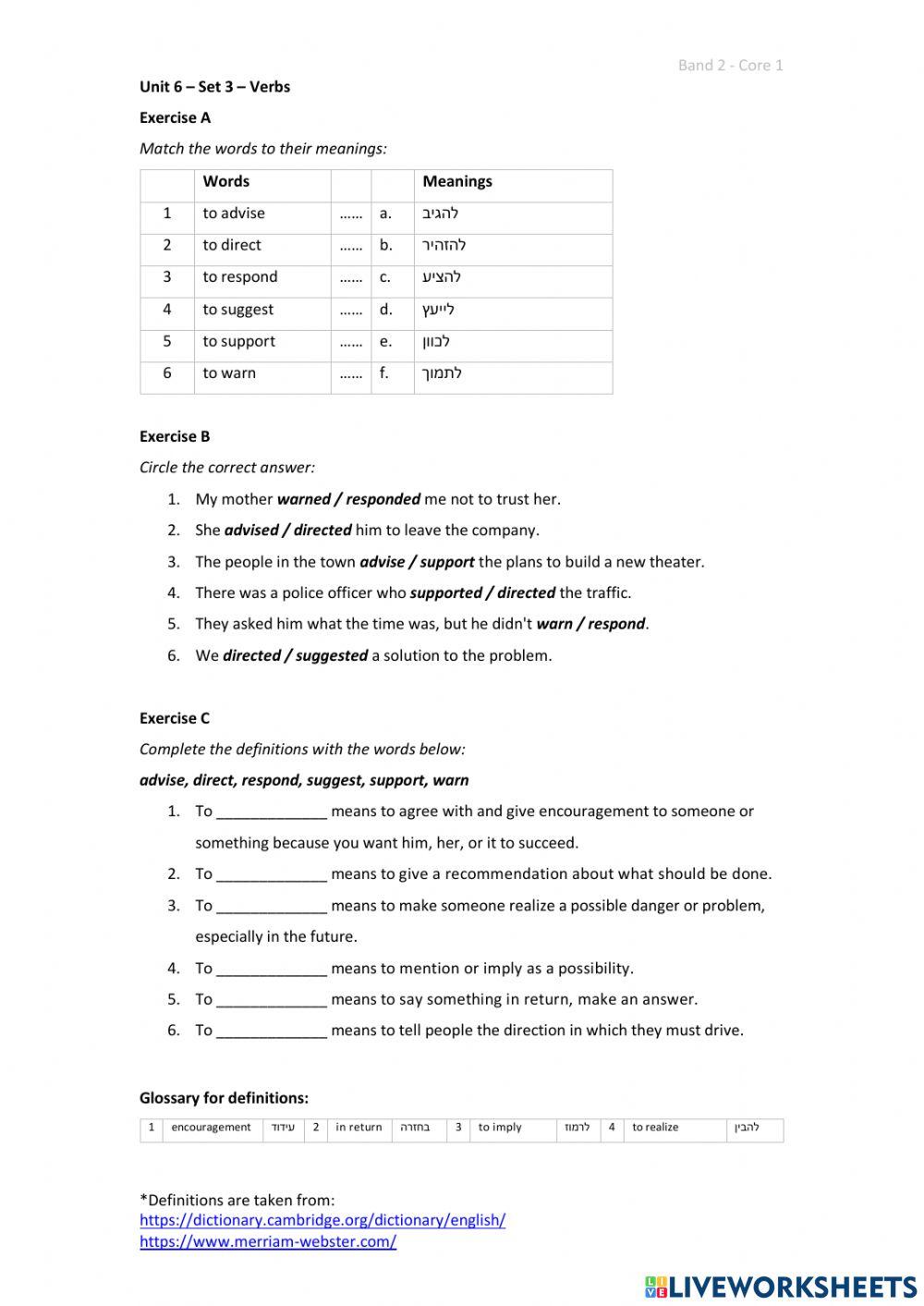 Band 2 (Core 1) - Unit 6 - Set 3