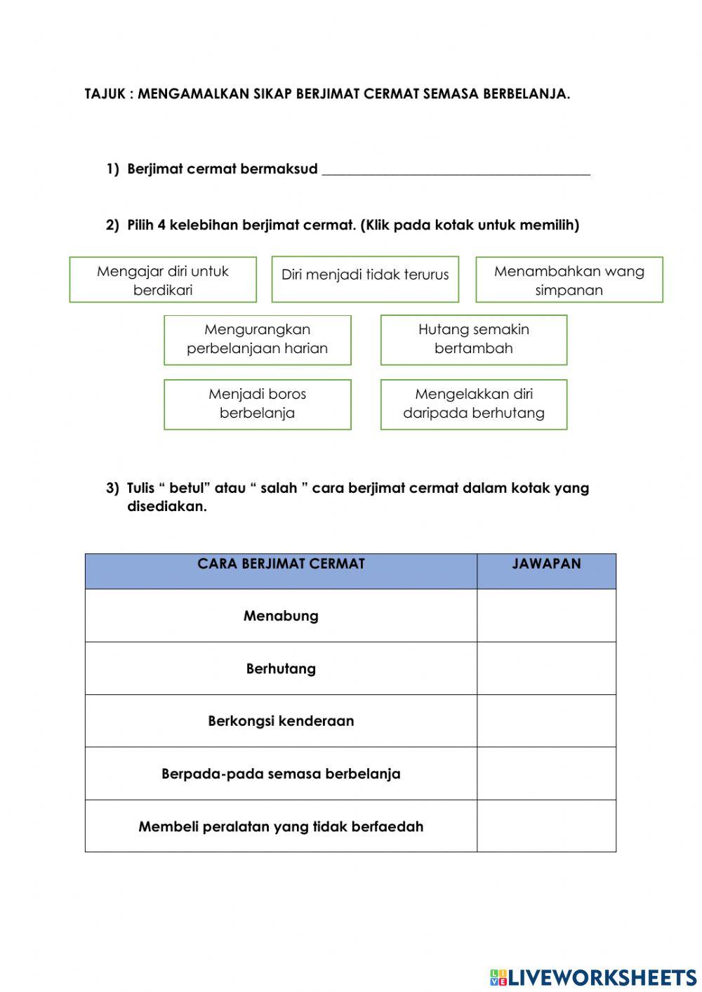 Mengamalkan sikap berjimat cermat semasa berbelanja.