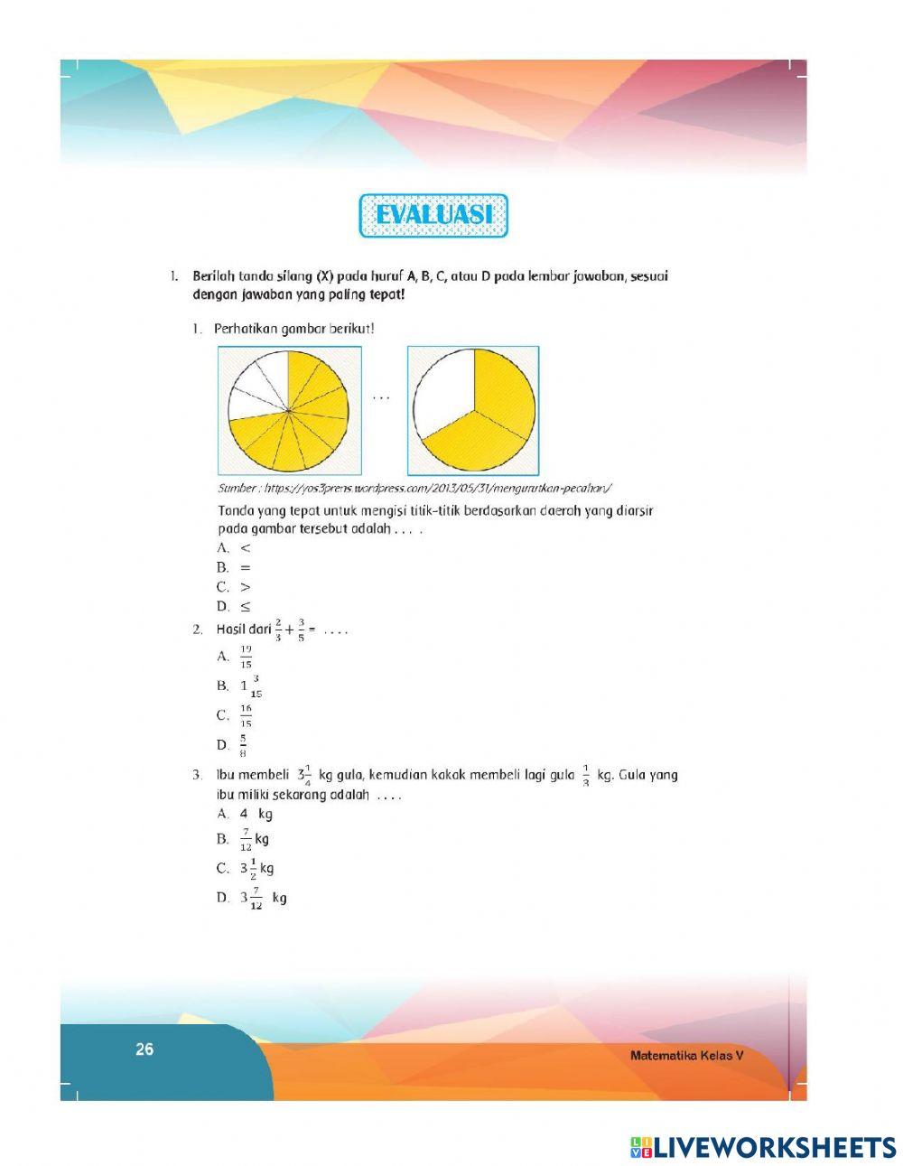 Penerapan pecahan dalam kehidupan sehari-hari