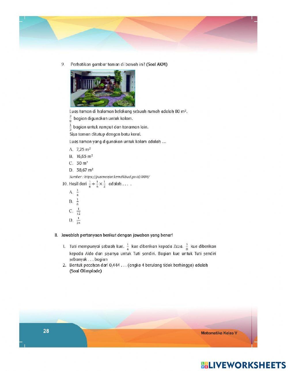 Penerapan pecahan dalam kehidupan sehari-hari