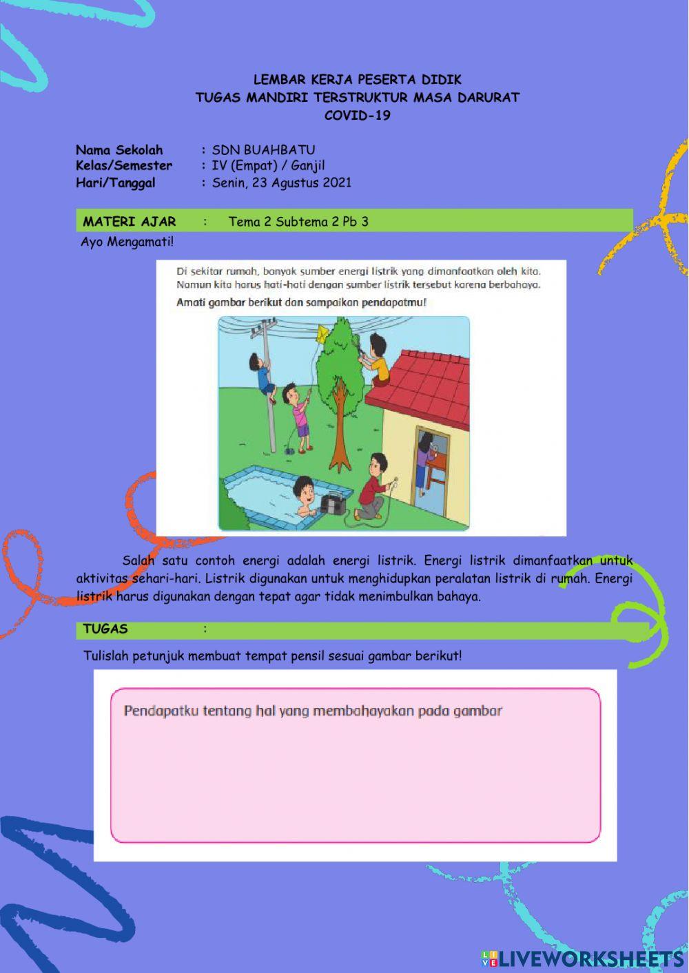 LKPD Kelas 4 Tema 2 Subtema 2 Pembelajaran 3