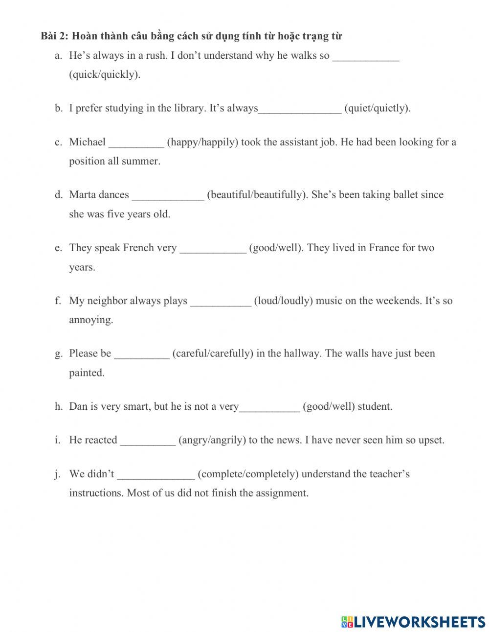 Adjectives - Adverbs