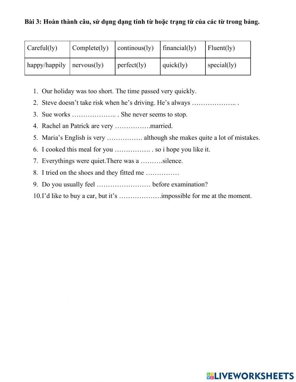 Adjectives - Adverbs