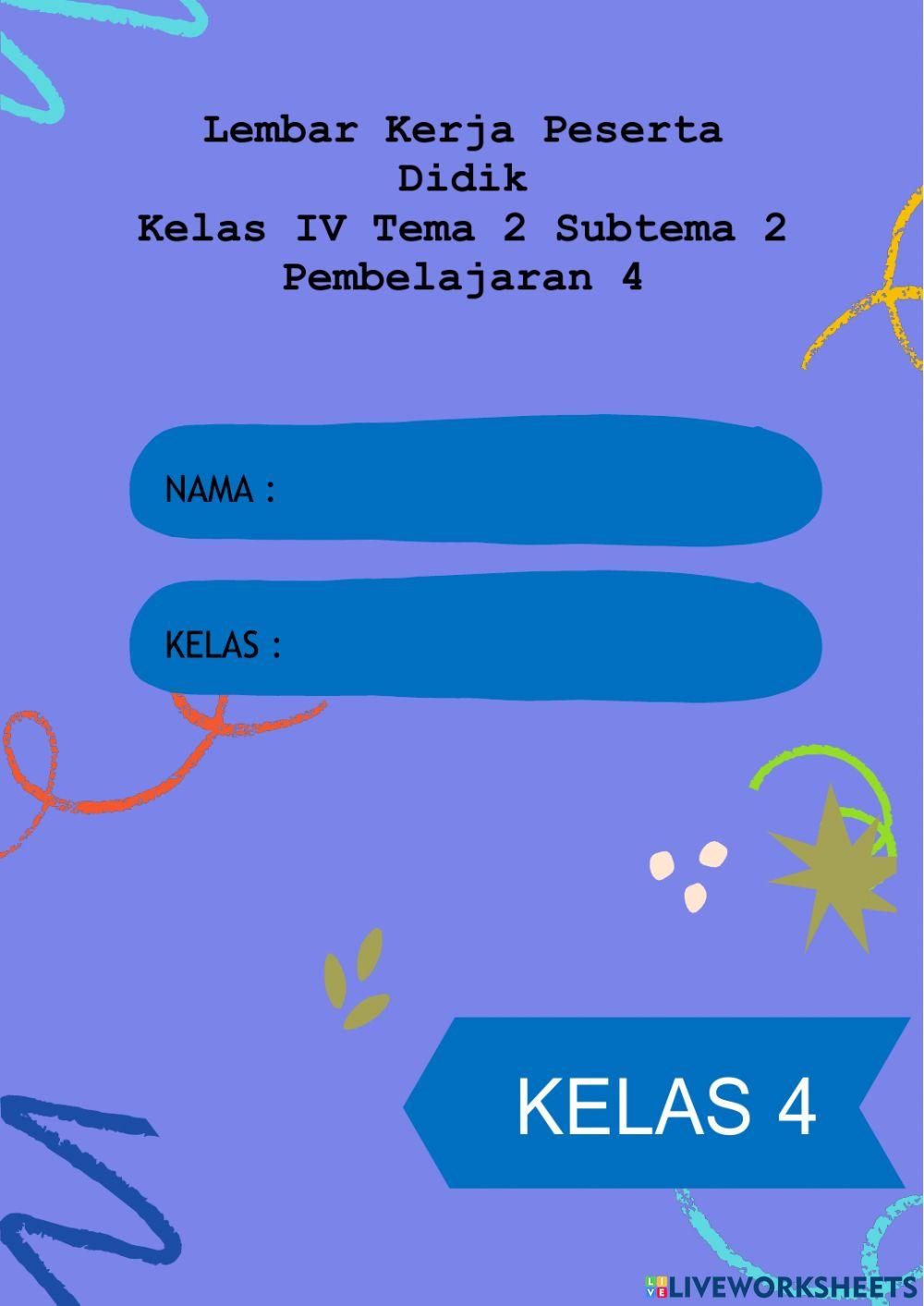 LKPD Kelas 4 tema 2 Sub 2 Pb 4