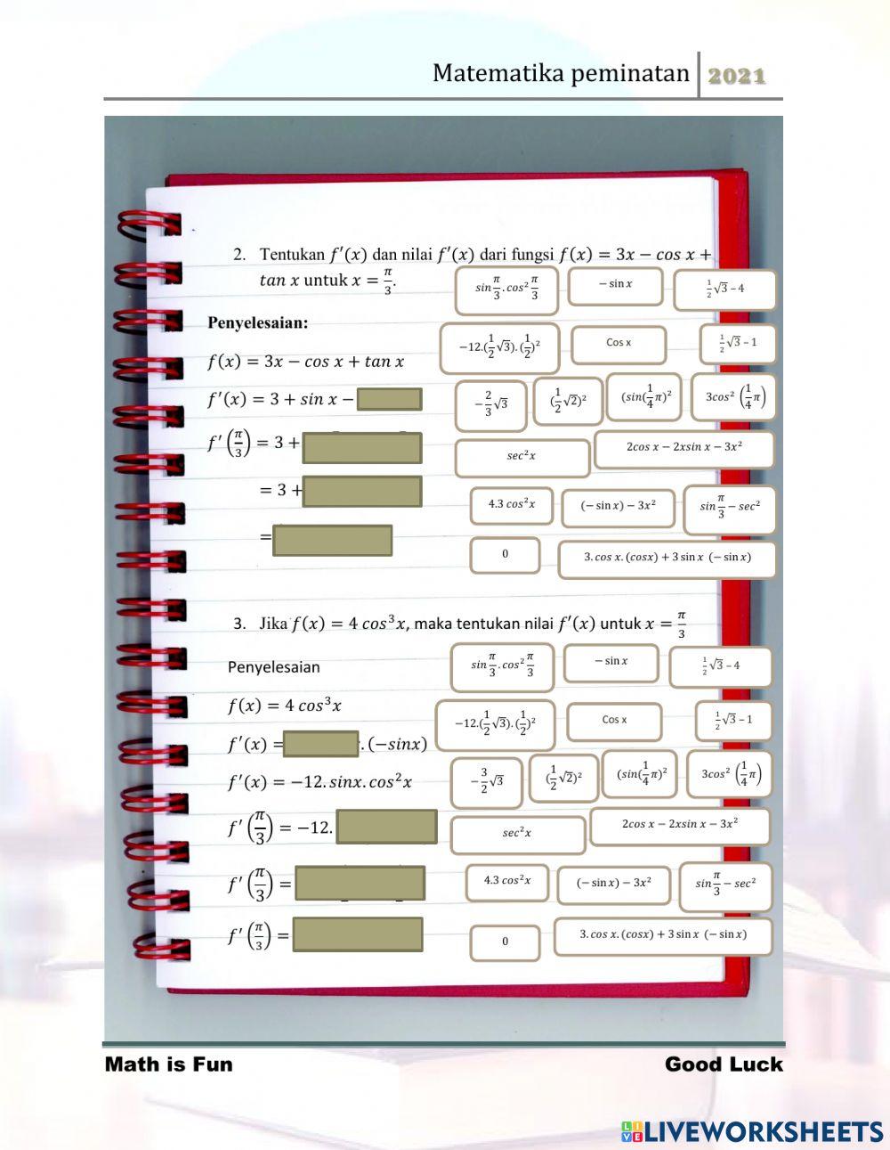 Turunan Fungsi Trigonometri