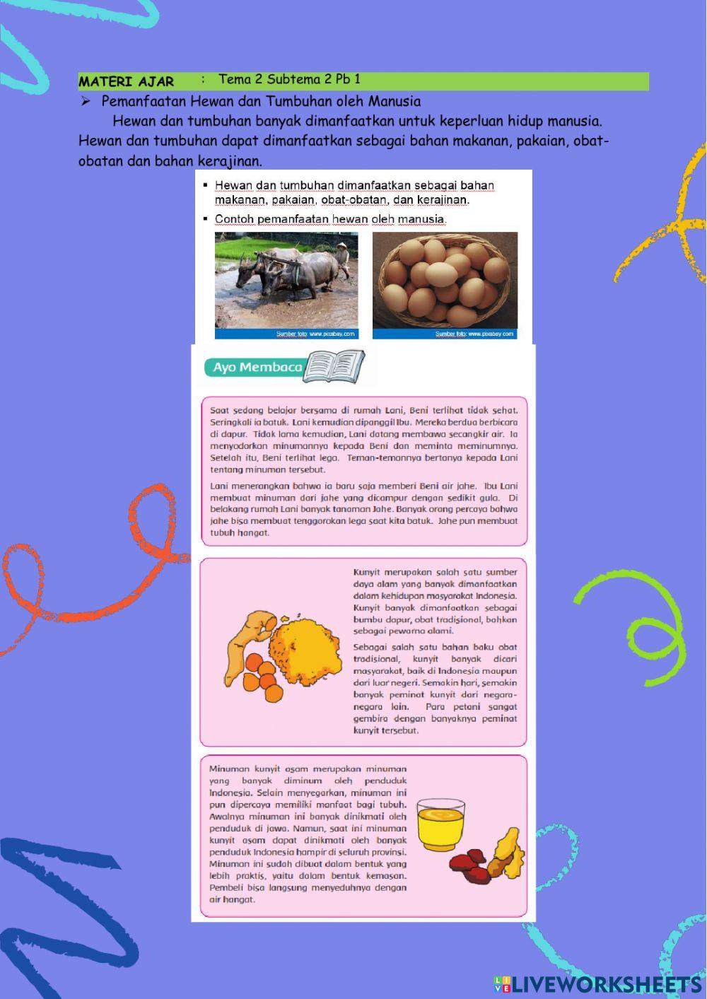 LKPD Kelas 4 Tema 2 sub 2 pb1