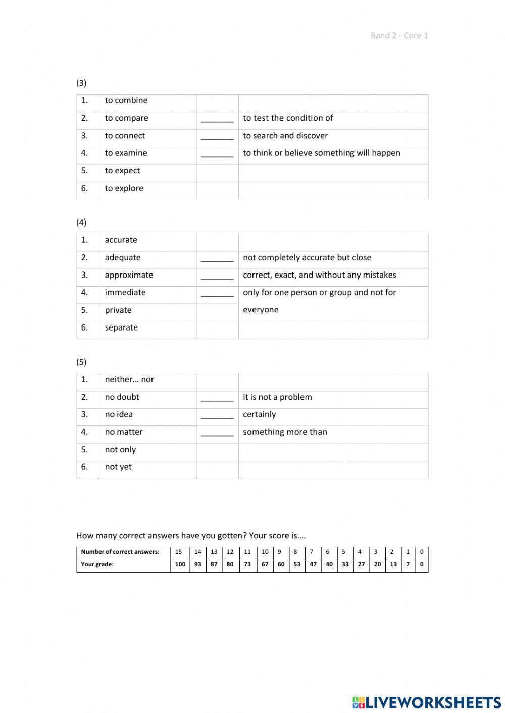 Band 2 (Core 1) - Unit 7 - Test
