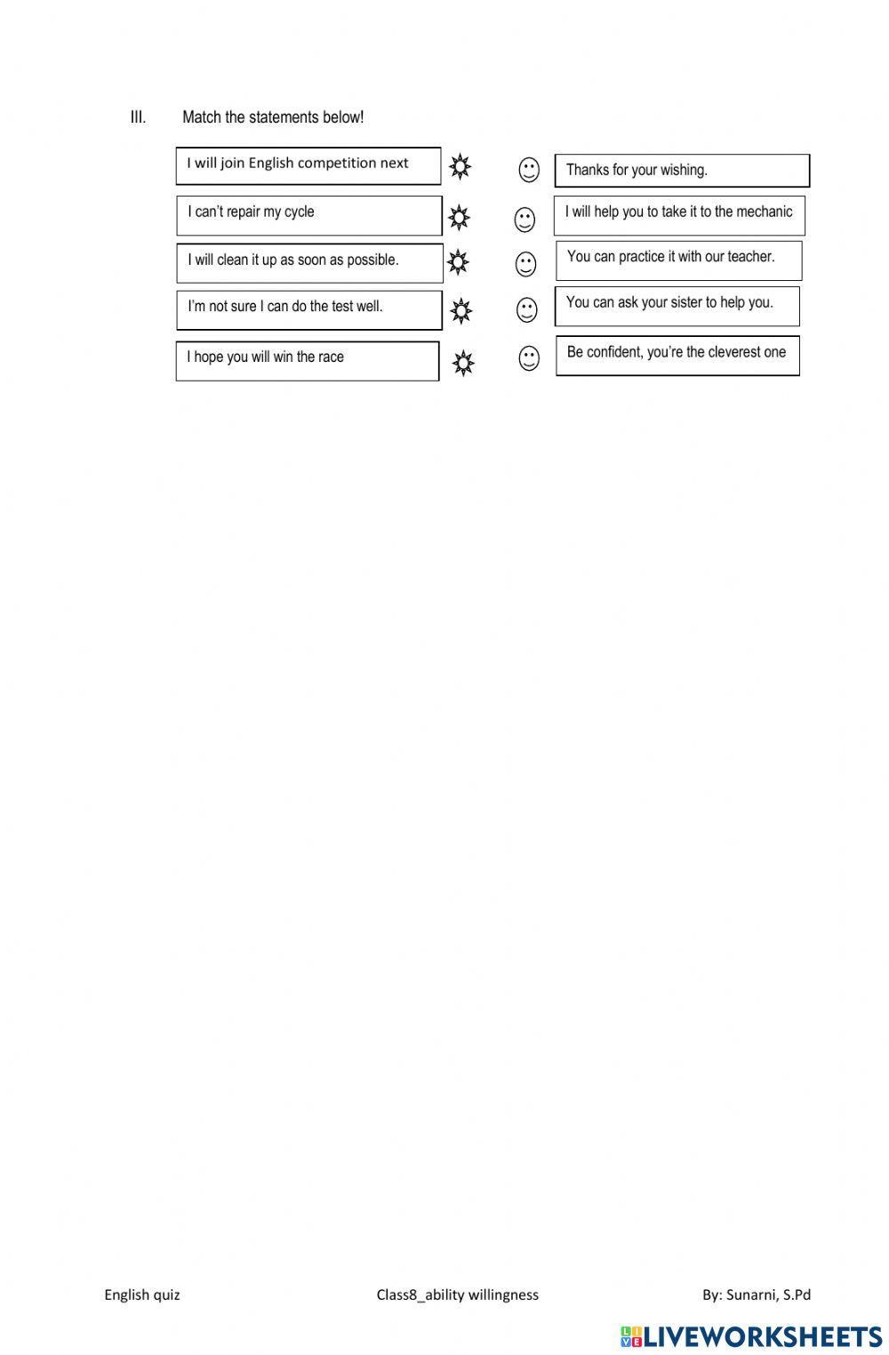 Quiz-Ability and willingness