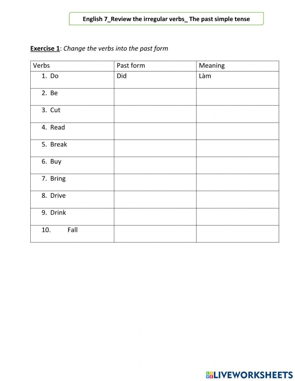 E7-The past simple tense