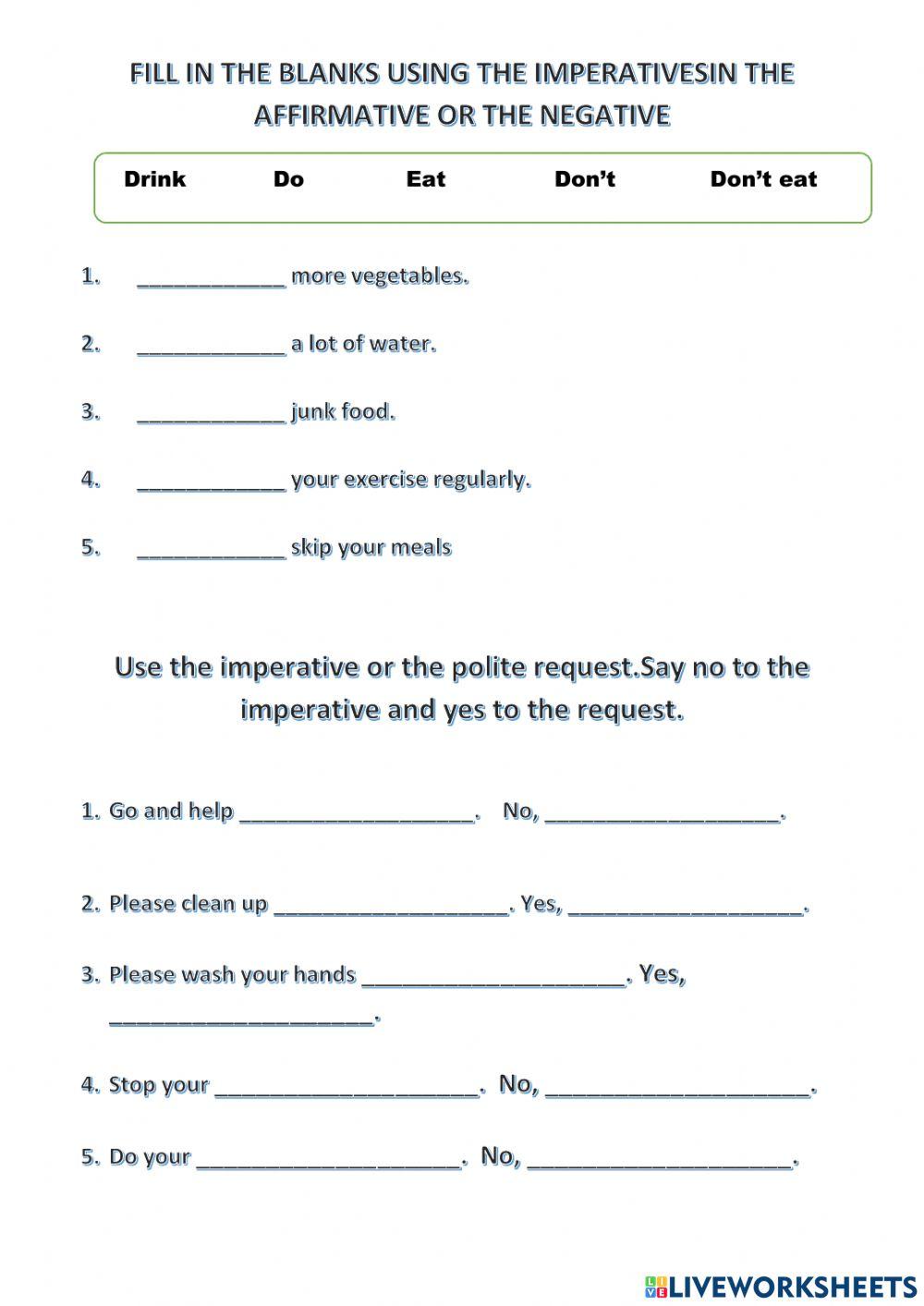 Verb+ing imperatives