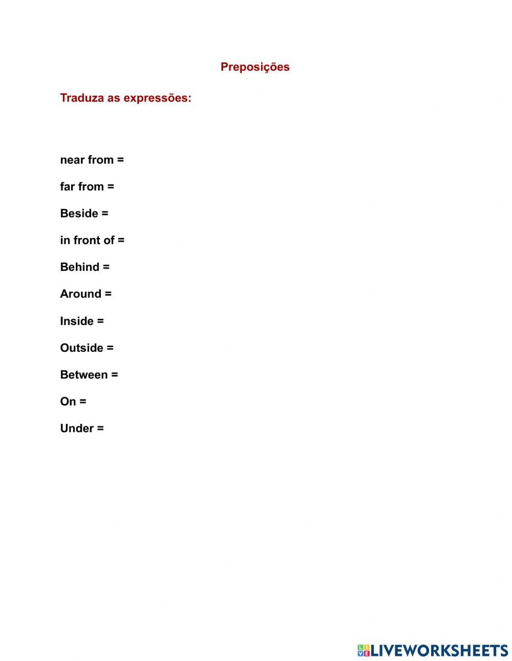 Preposições de lugar