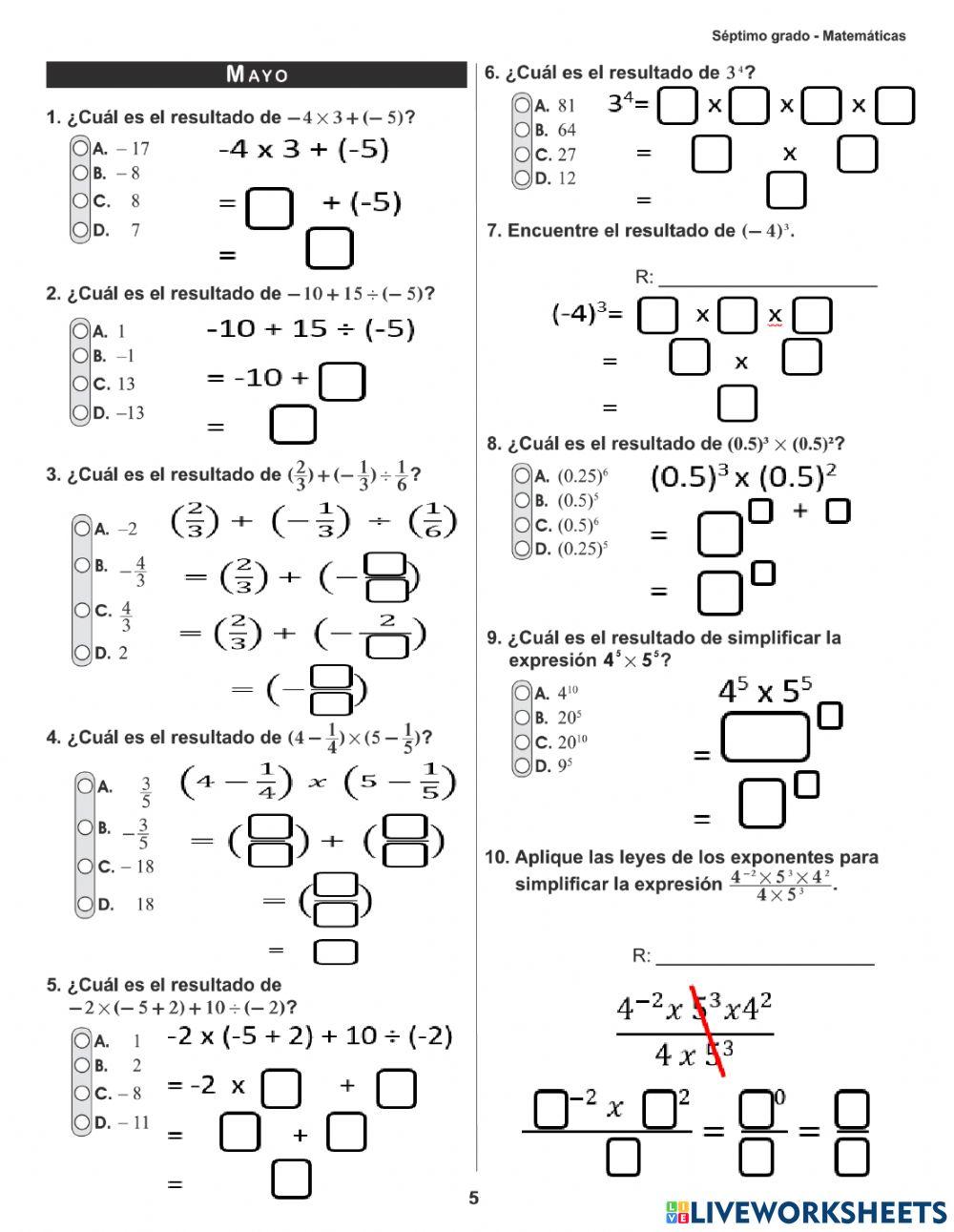 Prueba Formativa  Mes Mayo