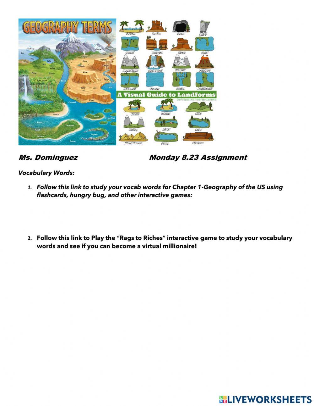 Vocab Landforms practice