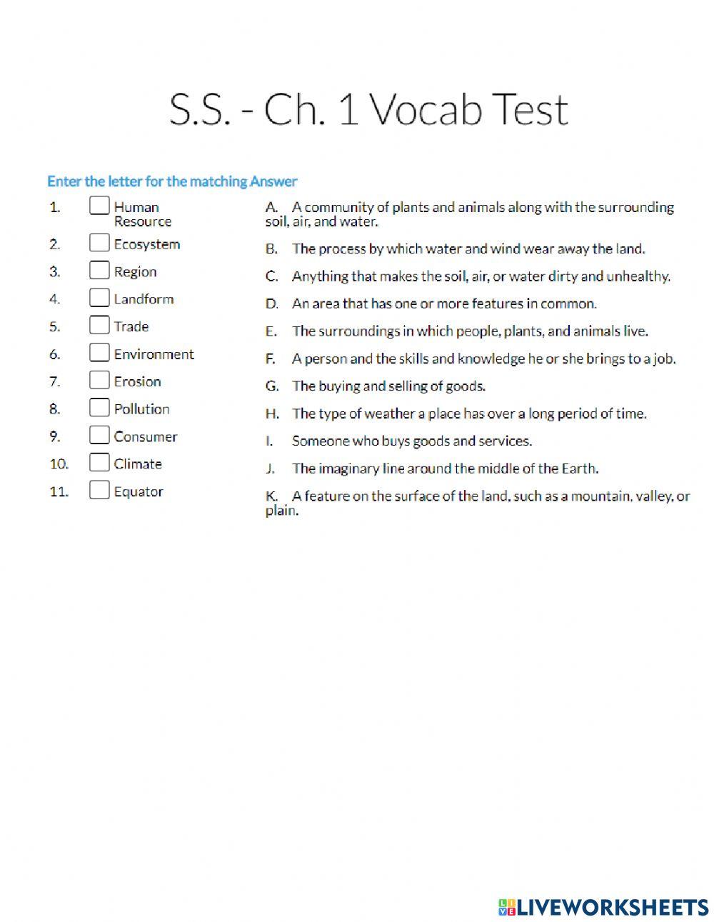 Vocab test unit 1