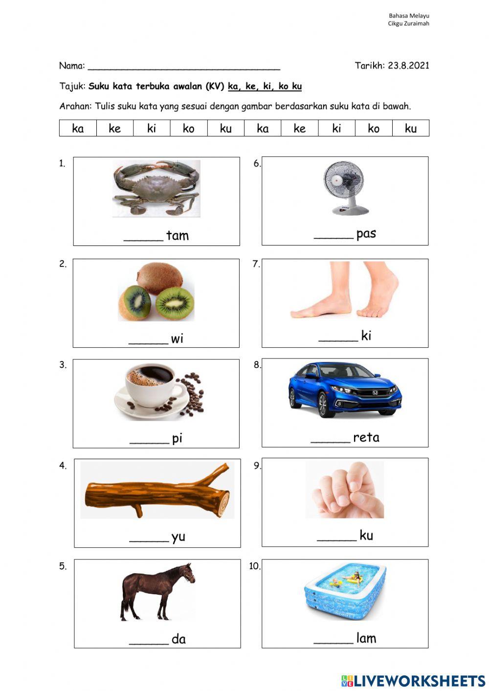 Suku Kata Terbuka (ka ke ki ko ku)