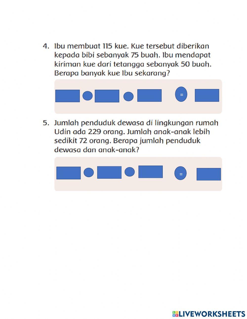 Penjumlahan dan Pengurangan Soal Cerita