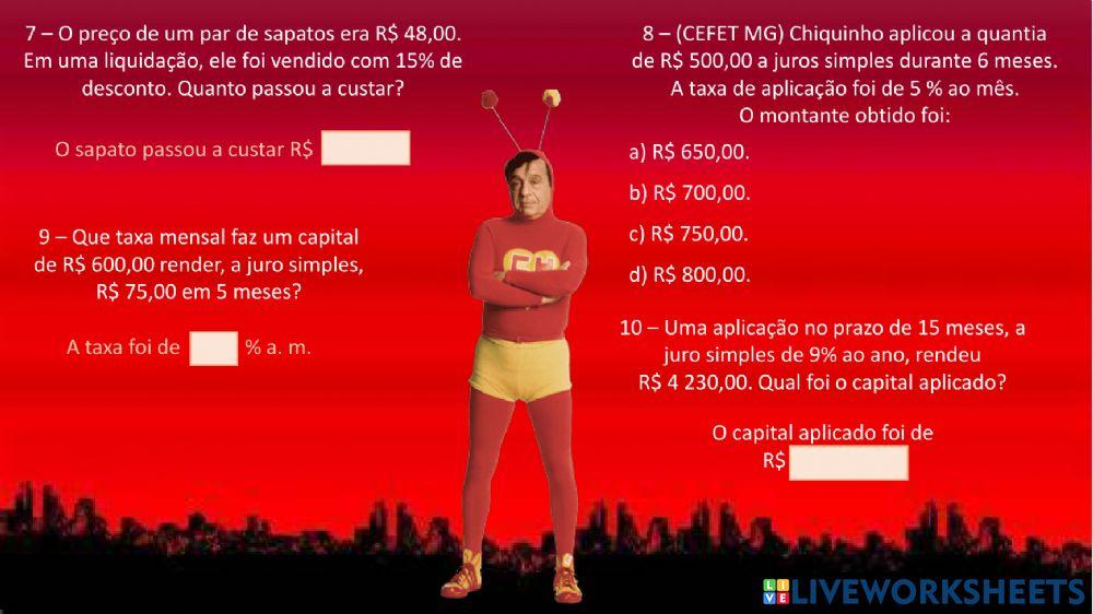 Porcentagem e juros simples