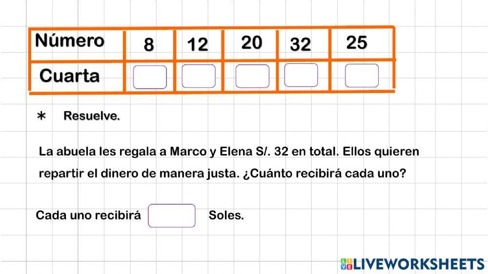 Mitad, Tercia y Cuarta