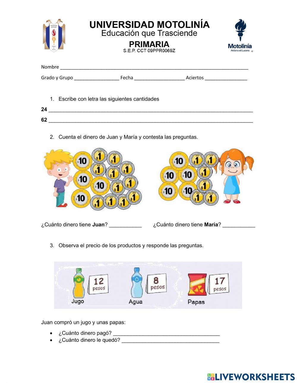 Diagnóstico Matemáticas online exercise for