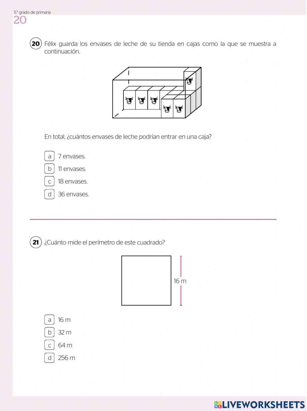 Evaluación diagnóstica 5to de primaria parte 2