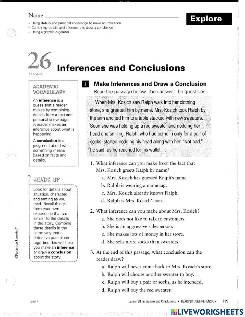 Inference Practice Sheet 1