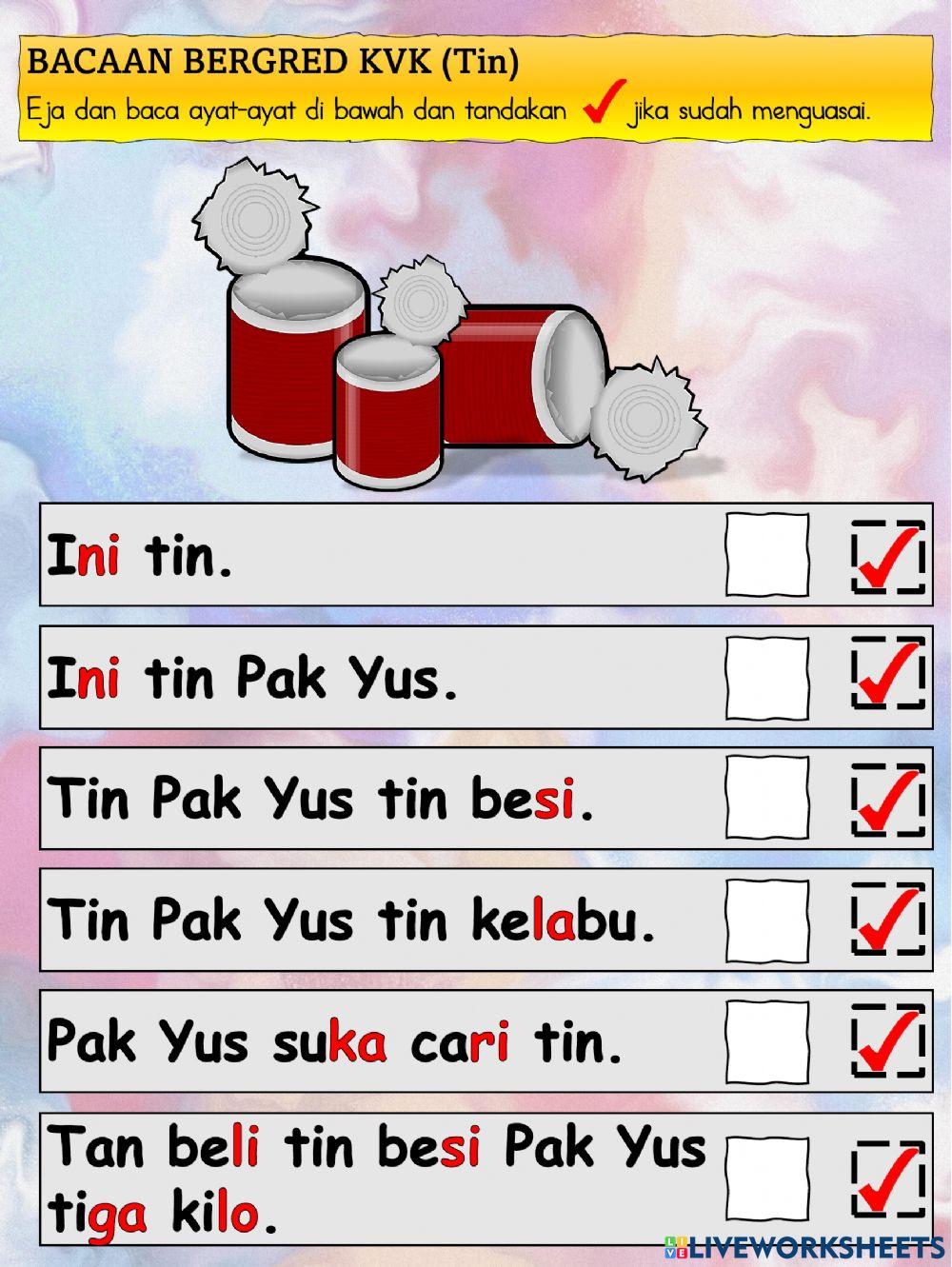 Bacaan bergred KVK (Tin)