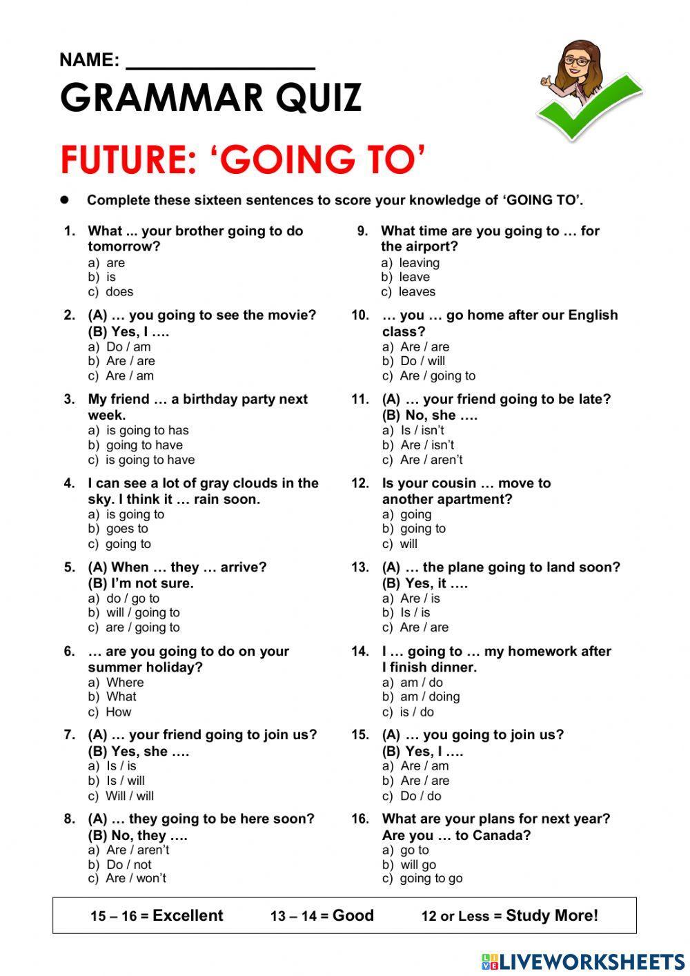 Grammar Quiz -Going to-