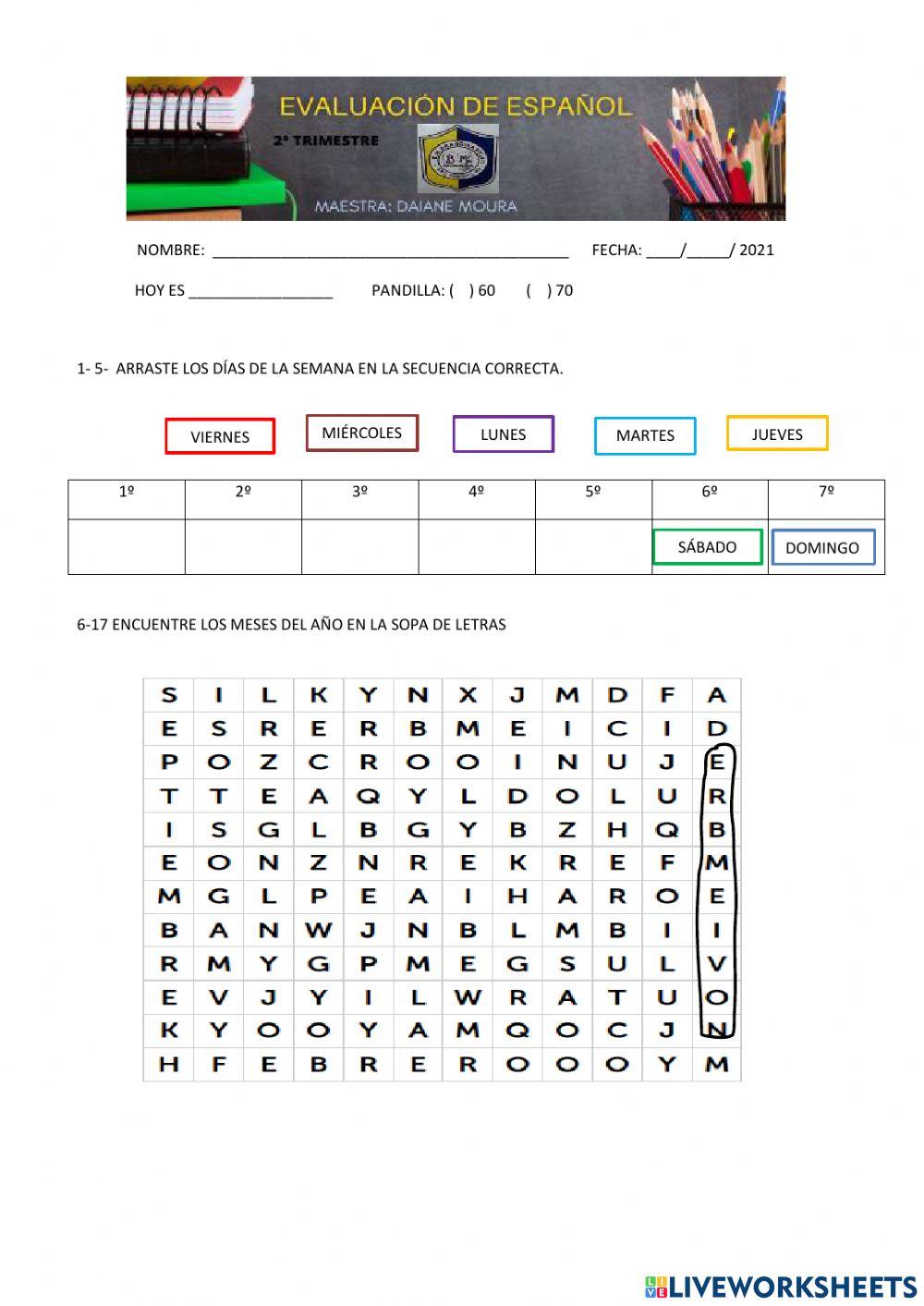 Prova espanhol 2º trimestre