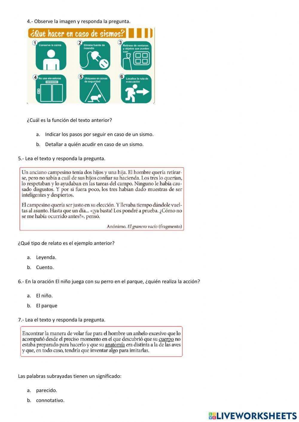 Prueba diagnóstica Español Octavo