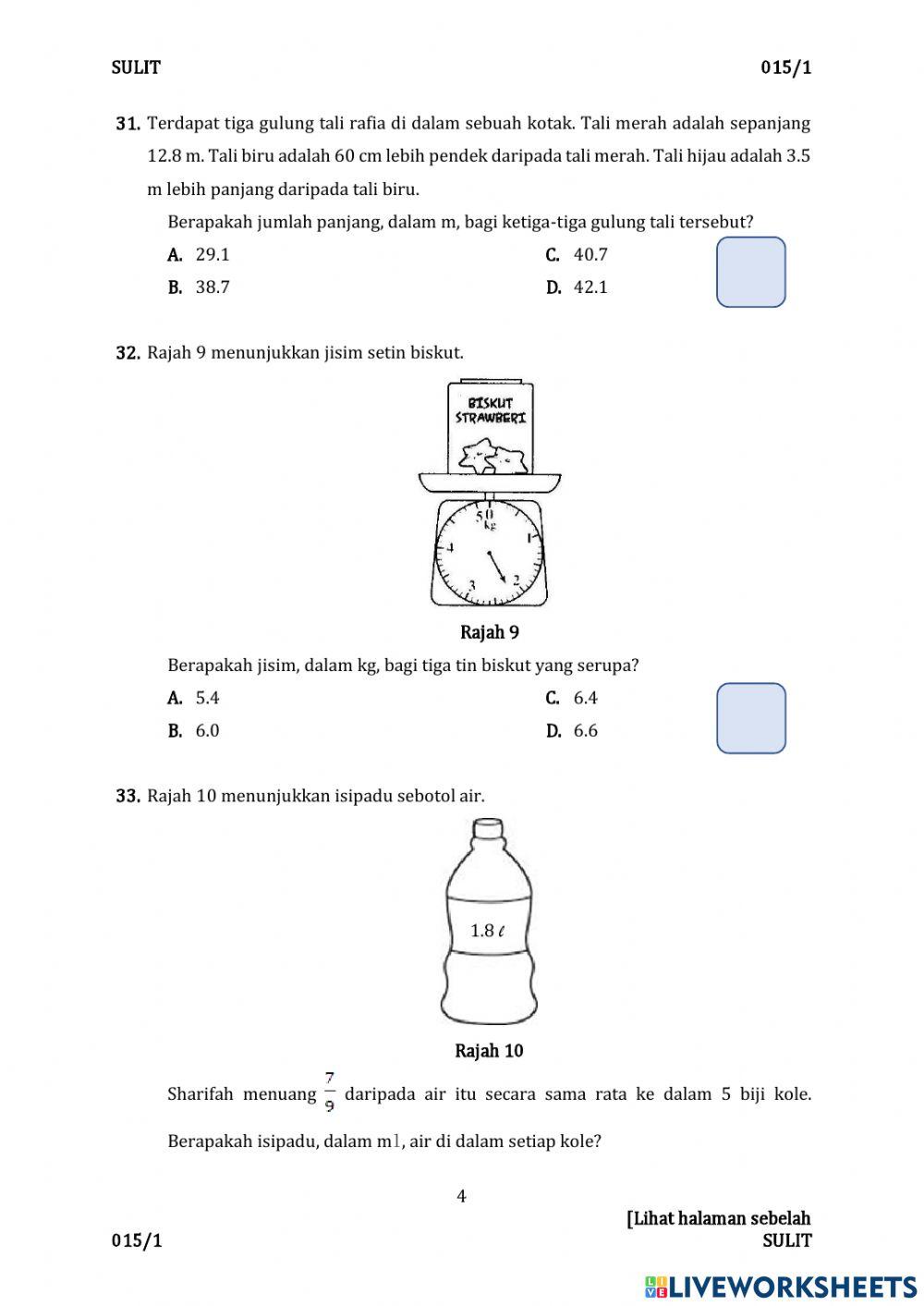 Ppt kertas 1 matematik tahun 6 bahagian 2 Ppt kertas 1 matematik tahun 6 bahagian 2
