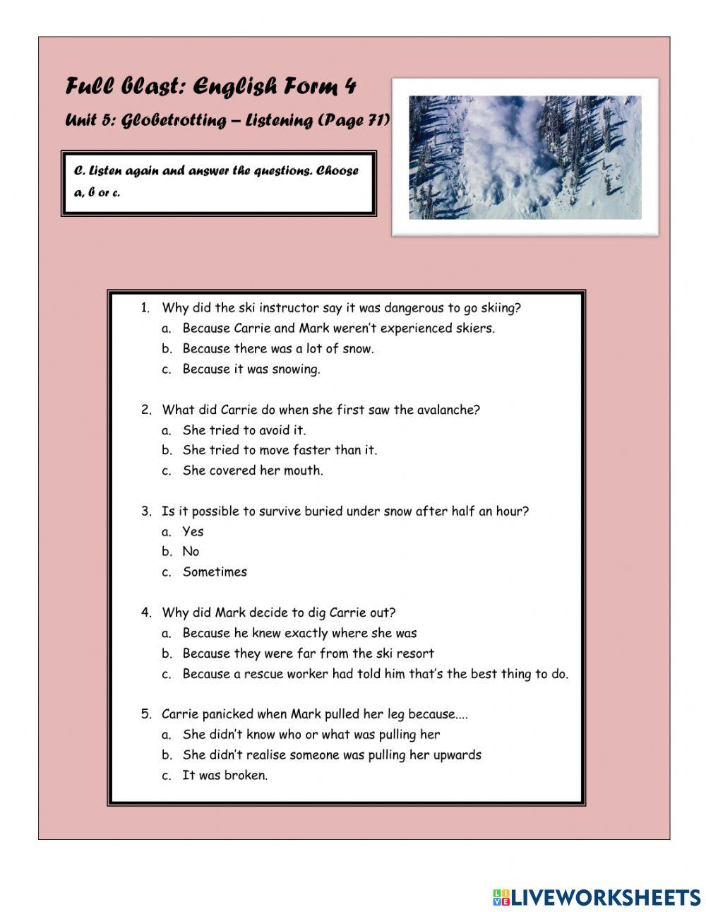 Full blast Unit 5 LIstening