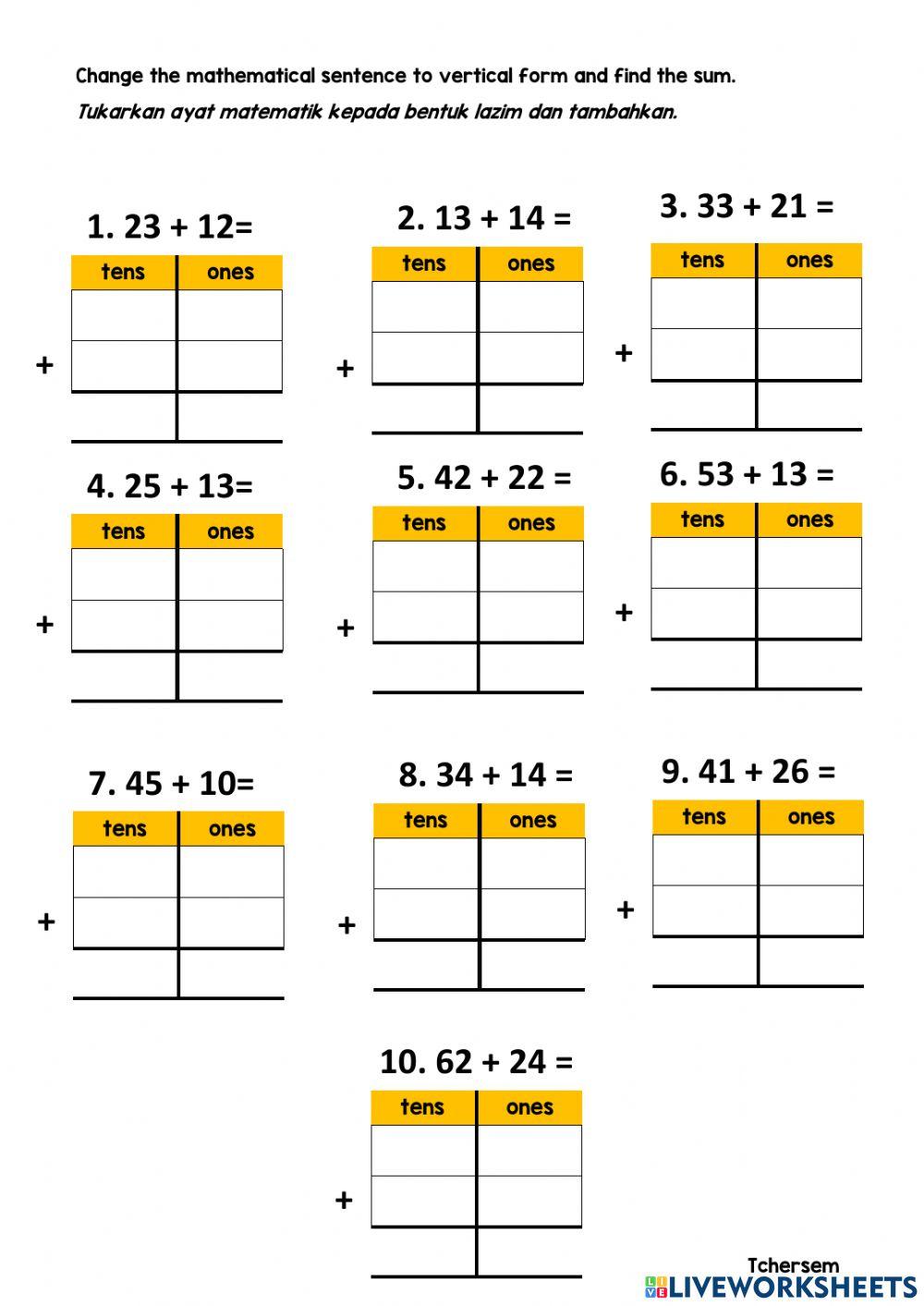 Addition with in 100