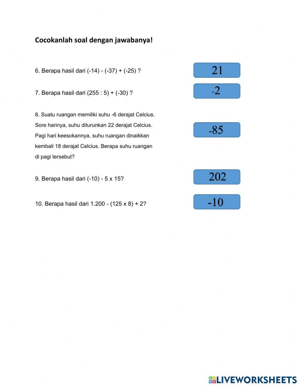 Operasi Hitung Campuran Bilangan Bulat