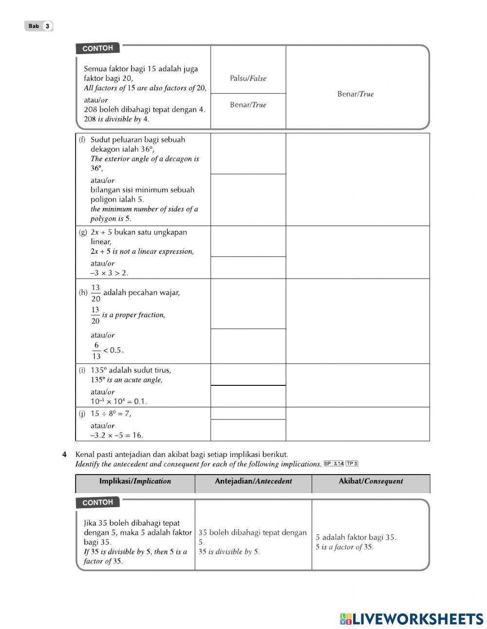 Latihan 3.1 Penaakulan Matematik