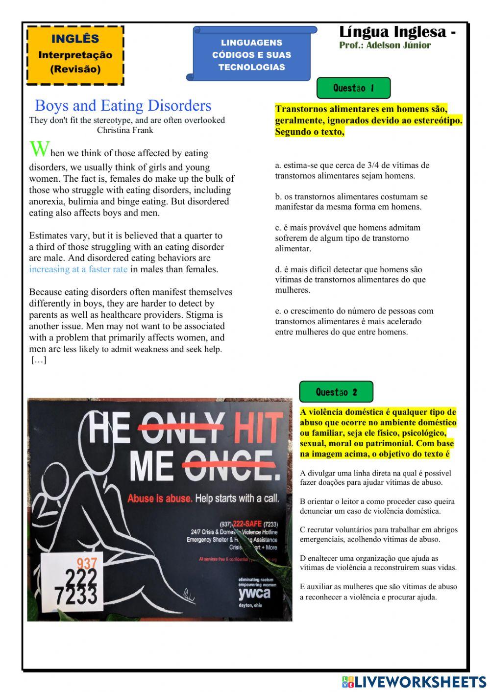 Atividade de revisão para Enem