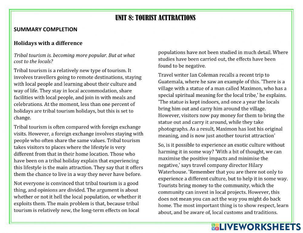 Complete ielts 4 5 unit 8 reading wb worksheet live worksheets