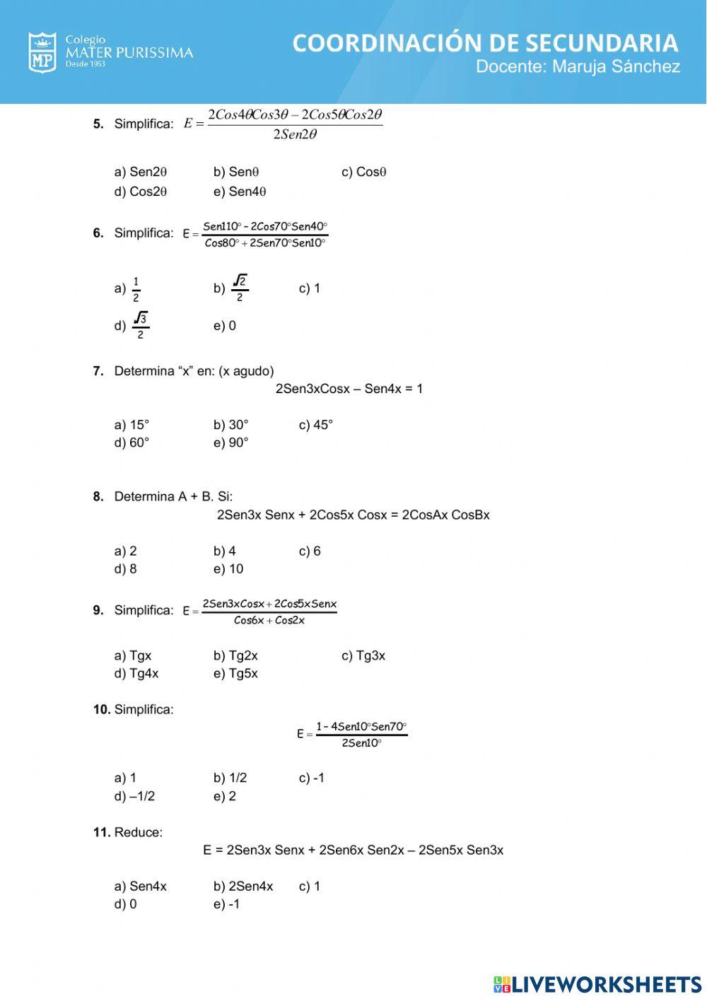 Transformaciones trigonométricas II